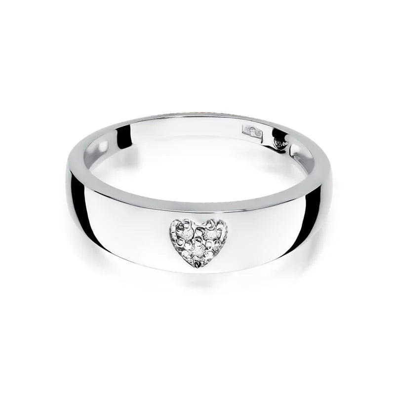 Prsteň z žltého zlata so srdcovým motívom a diamantmi 0,026 ct