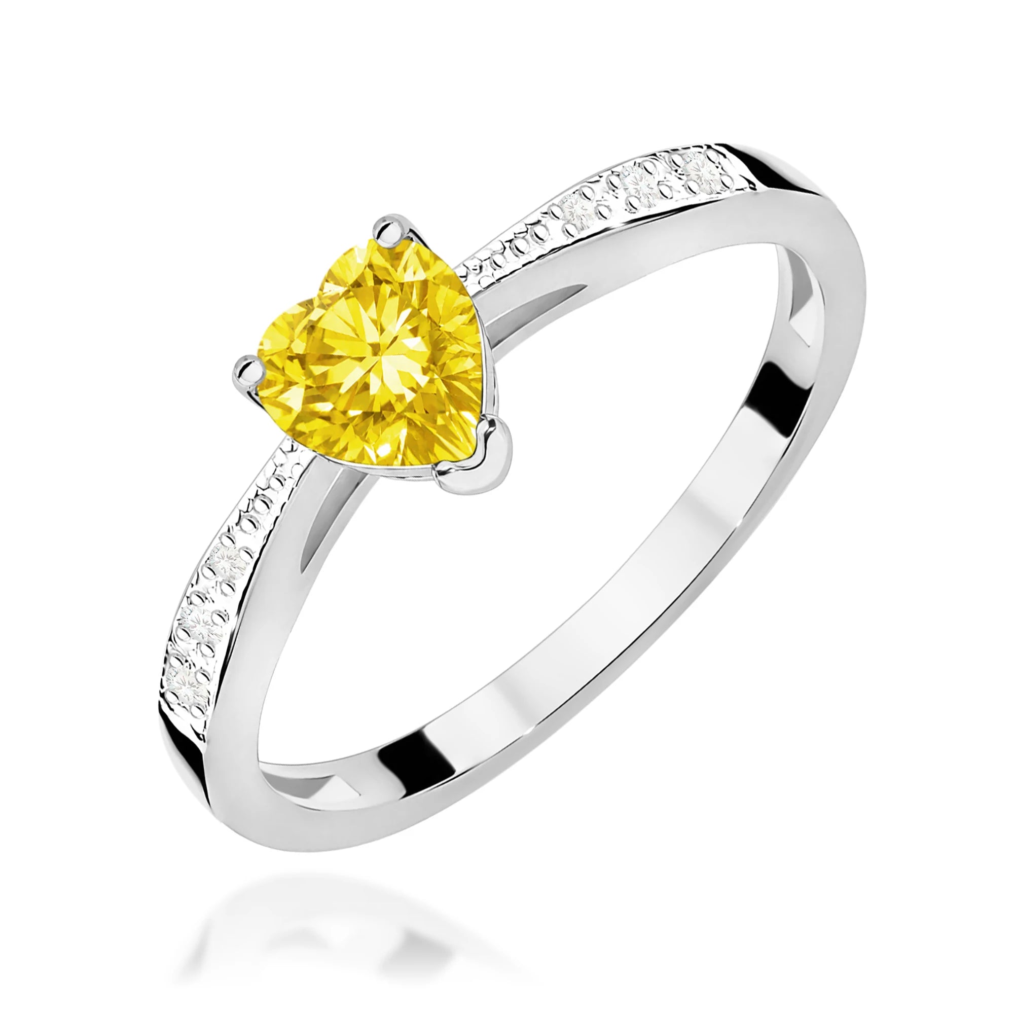 GREMARI White Gold engagement ring with Heart 0.50 ct Central and 0.03 ct Sideline Lab-grown Diamonds