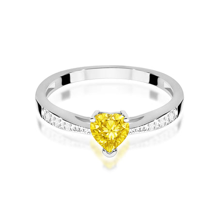 White Gold engagement ring with Heart 0.50 ct Central and 0.03 ct Sideline Lab-grown Diamonds by GREMARI, 14K (585) gold