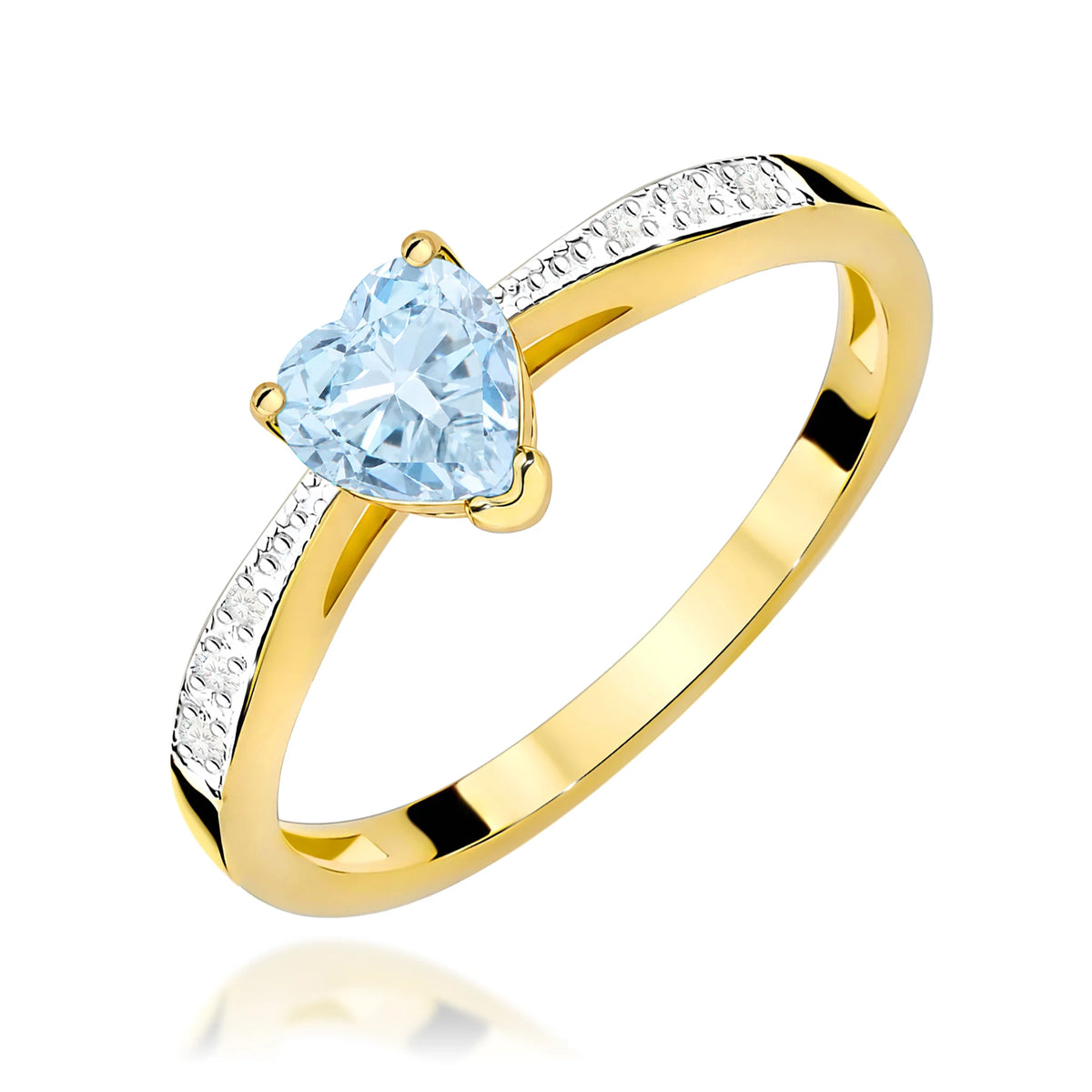 GREMARI Yellow Gold engagement ring with Heart 0.50 ct Central and 0.03 ct Sideline Lab-grown Diamonds