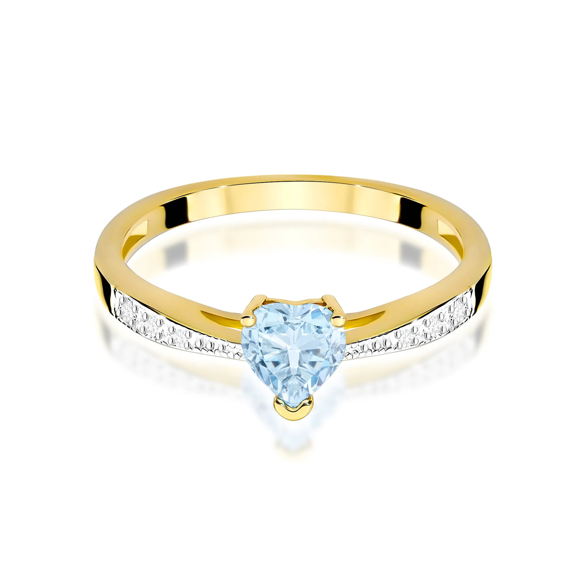 Yellow Gold engagement ring with Heart 0.50 ct Central and 0.03 ct Sideline Lab-grown Diamonds by GREMARI, 14K (585) gold