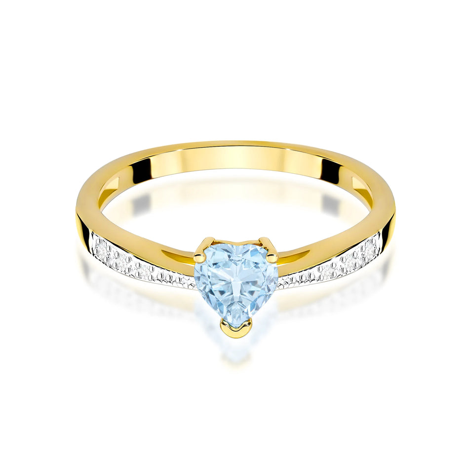Yellow Gold engagement ring with Heart 0.50 ct Central and 0.03 ct Sideline Lab-grown Diamonds by GREMARI, 14K (585) gold