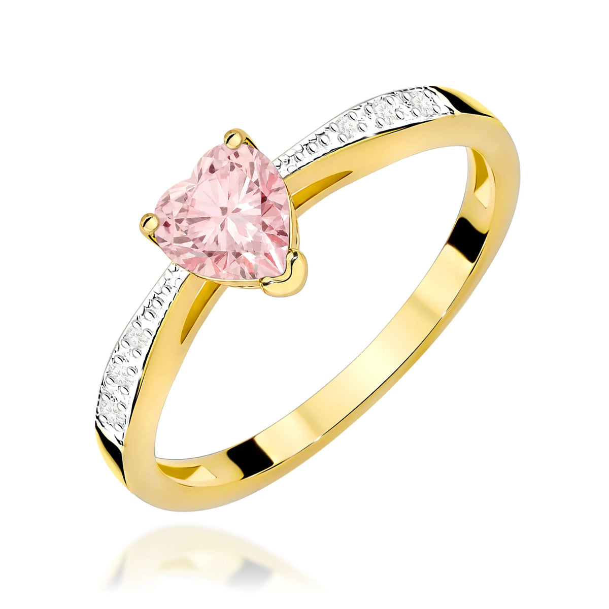 GREMARI Yellow Gold engagement ring with Heart 0.50 ct Central and 0.03 ct Sideline Lab-grown Diamonds