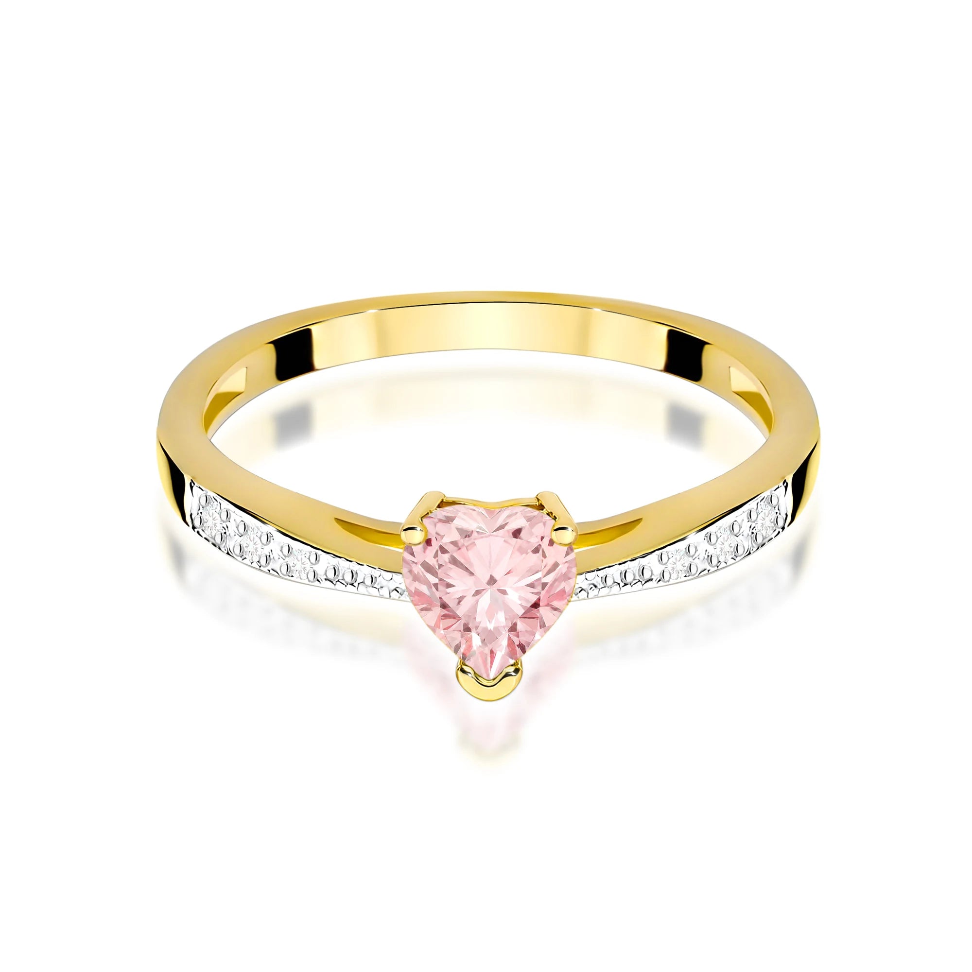 Yellow Gold engagement ring with Heart 0.50 ct Central and 0.03 ct Sideline Lab-grown Diamonds by GREMARI, 14K (585) gold