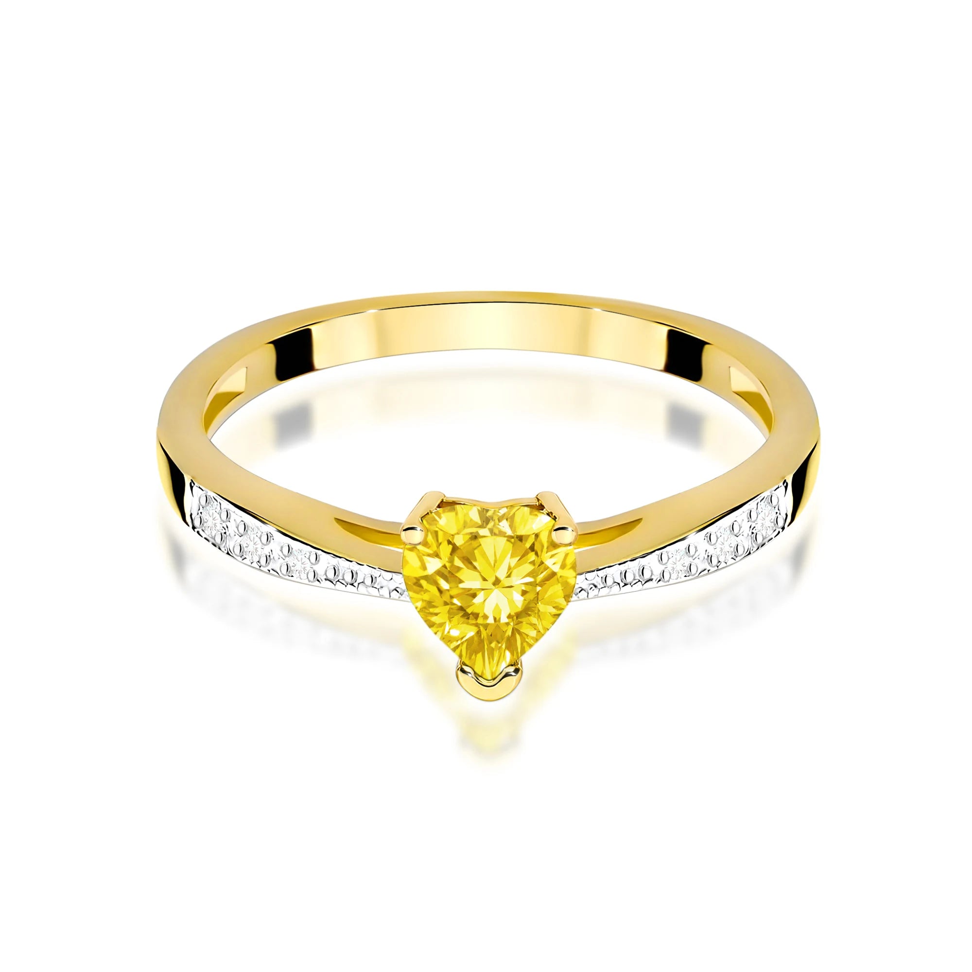 Yellow Gold engagement ring with Heart 0.50 ct Central and 0.03 ct Sideline Lab-grown Diamonds by GREMARI, 14K (585) gold