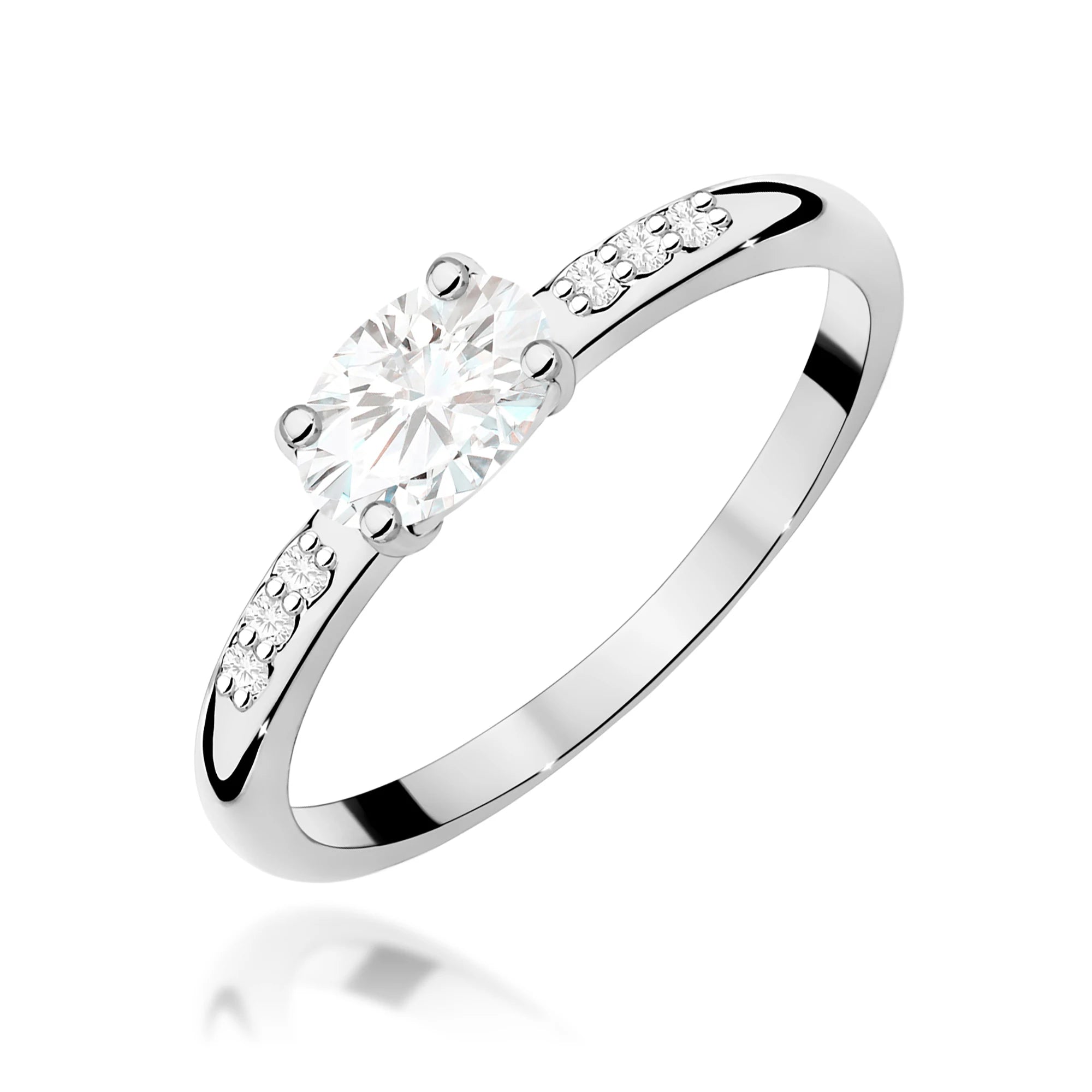 GREMARI White Gold engagement ring with Oval 0.40 ct Central and 0.03 ct Sideline Lab-grown Diamonds