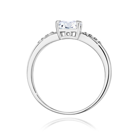 GREMARI 14K (585) White Gold engagement ring with Oval 0.40 ct Central and 0.03 ct Sideline Lab-grown Diamonds