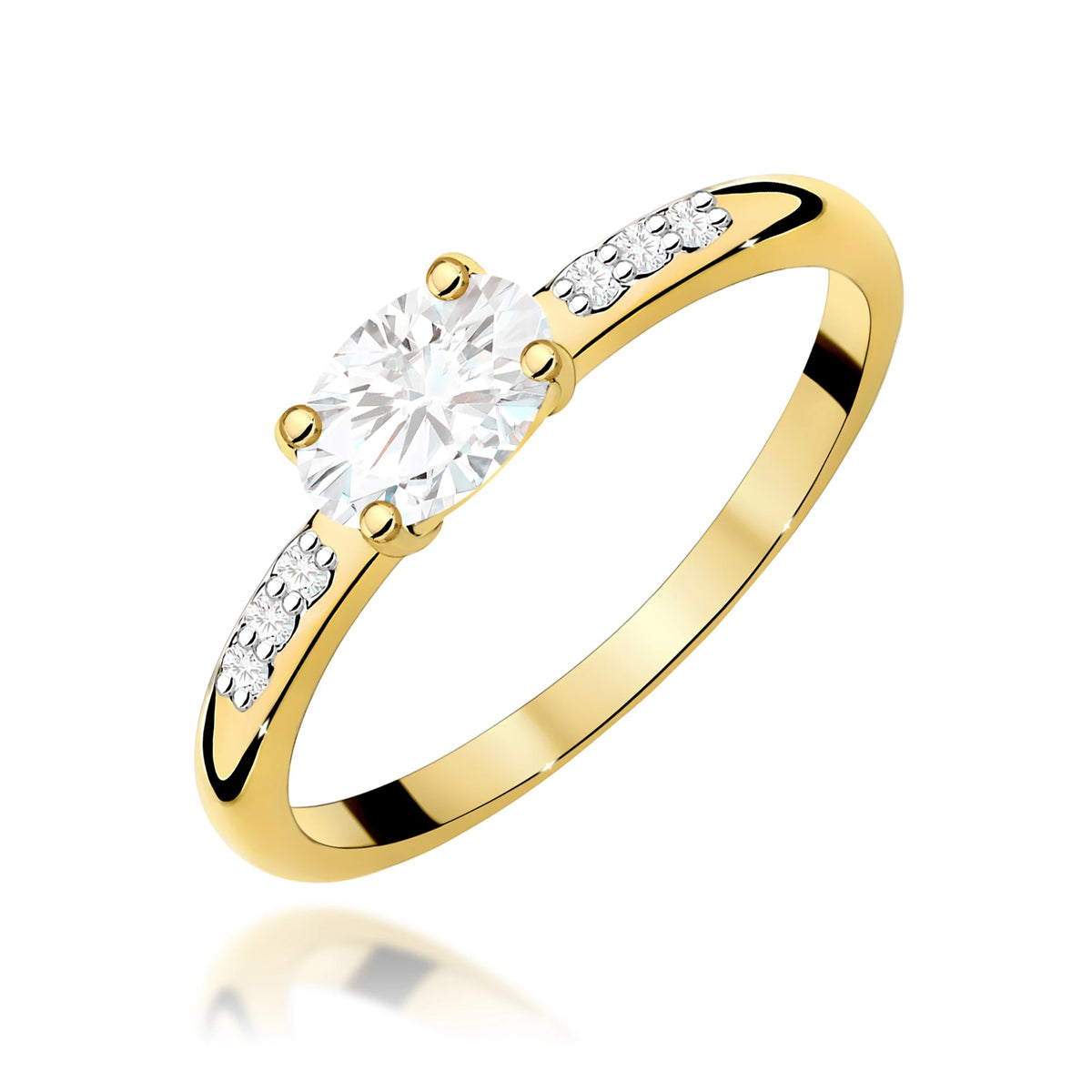 GREMARI Yellow Gold engagement ring with Oval 0.40 ct Central and 0.03 ct Sideline Lab-grown Diamonds