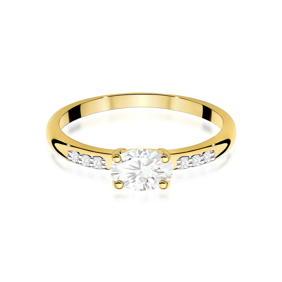Yellow Gold engagement ring with Oval 0.40 ct Central and 0.03 ct Sideline Lab-grown Diamonds by GREMARI, 14K (585) gold