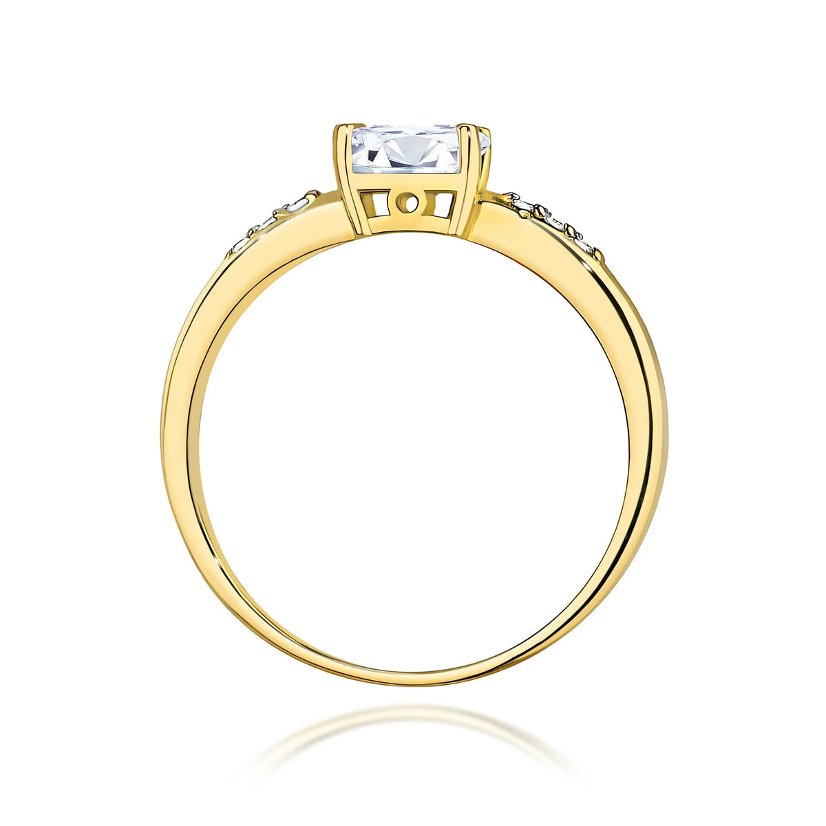 GREMARI 14K (585) Yellow Gold engagement ring with Oval 0.40 ct Central and 0.03 ct Sideline Lab-grown Diamonds
