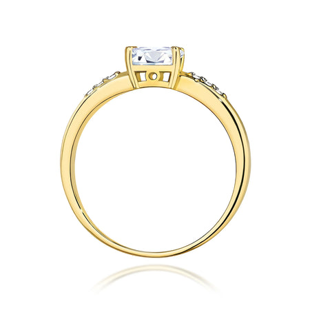 GREMARI 14K (585) Yellow Gold engagement ring with Oval 0.40 ct Central and 0.03 ct Sideline Lab-grown Diamonds