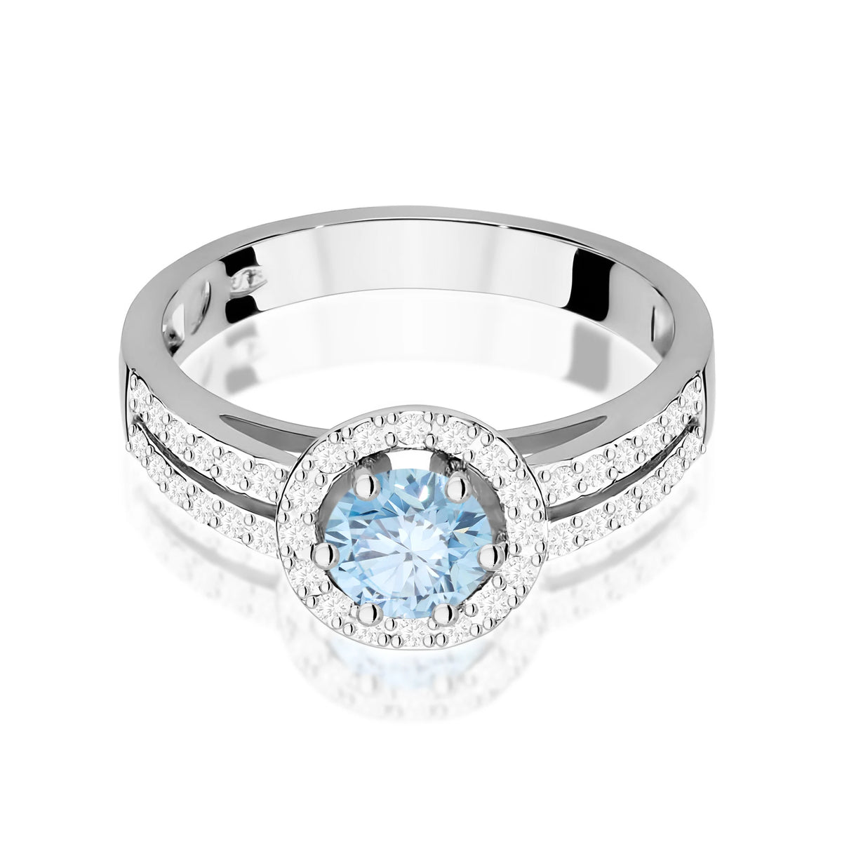 White Gold engagement ring with Round 0.50 ct Central and 0.20 ct Sideline Lab-grown Diamonds by GREMARI, 14K (585) gold