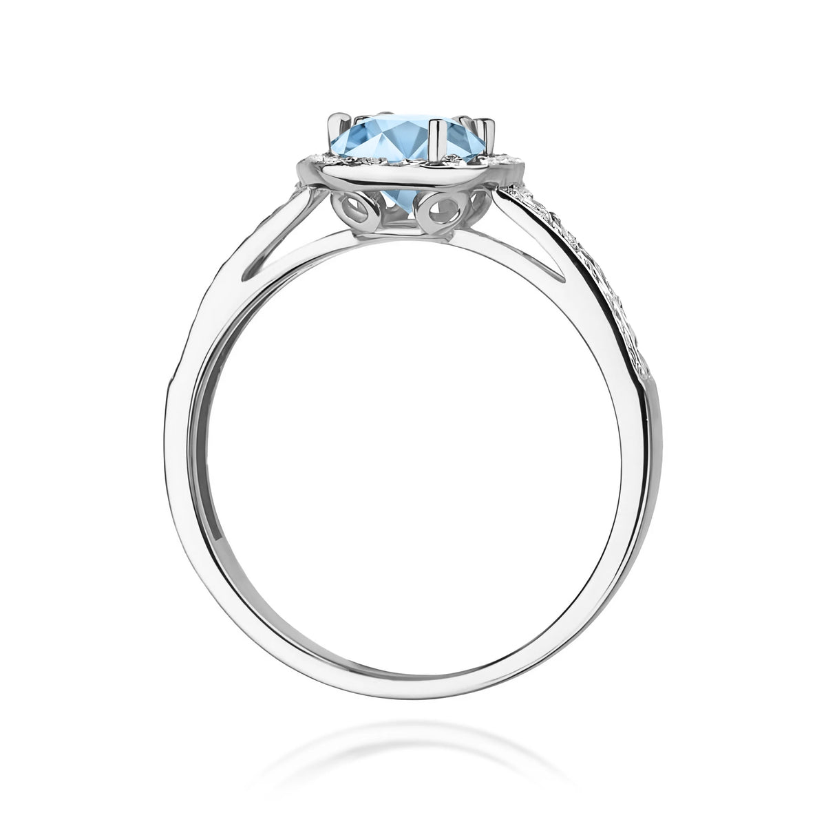 GREMARI 14K (585) White Gold engagement ring with Round 0.50 ct Central and 0.20 ct Sideline Lab-grown Diamonds