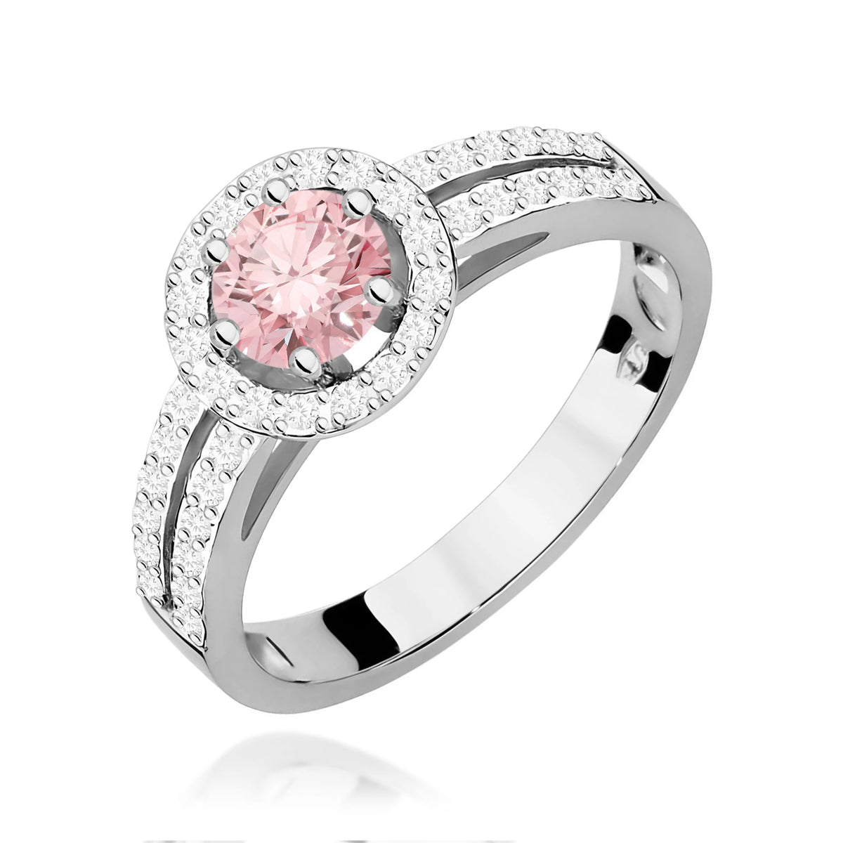 GREMARI White Gold engagement ring with Round 0.50 ct Central and 0.20 ct Sideline Lab-grown Diamonds