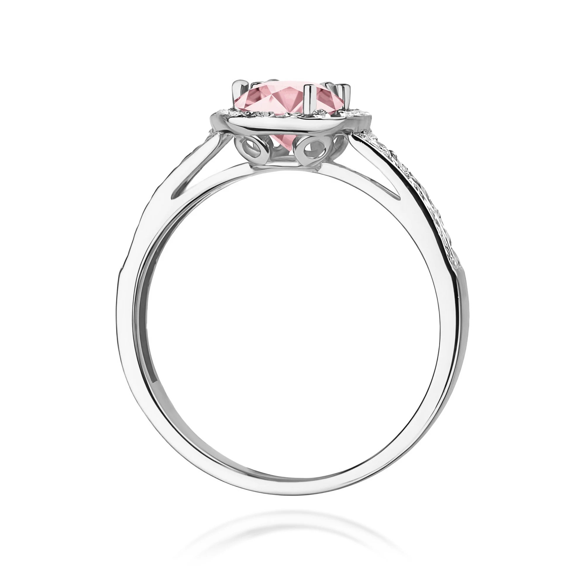 GREMARI 14K (585) White Gold engagement ring with Round 0.50 ct Central and 0.20 ct Sideline Lab-grown Diamonds