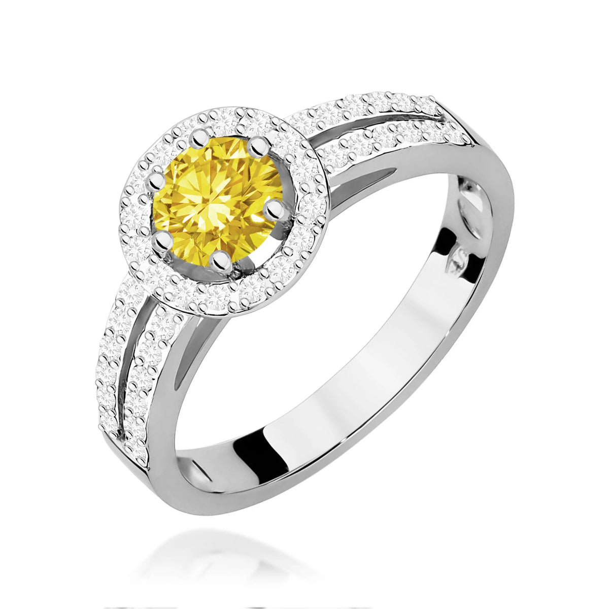 GREMARI White Gold engagement ring with Round 0.50 ct Central and 0.20 ct Sideline Lab-grown Diamonds
