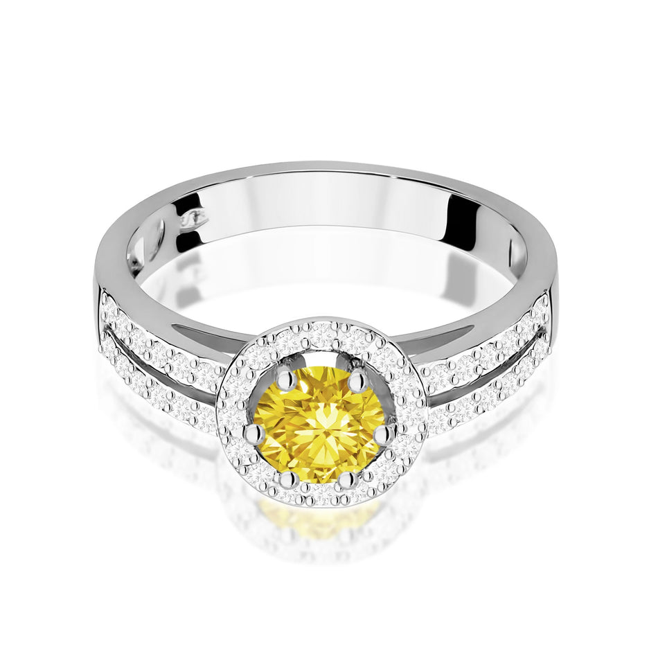 White Gold engagement ring with Round 0.50 ct Central and 0.20 ct Sideline Lab-grown Diamonds by GREMARI, 14K (585) gold