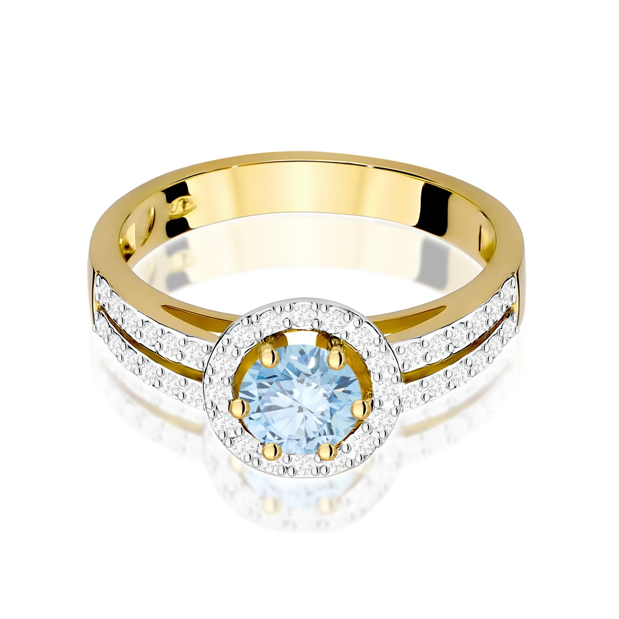 Yellow Gold engagement ring with Round 0.50 ct Central and 0.20 ct Sideline Lab-grown Diamonds by GREMARI, 14K (585) gold