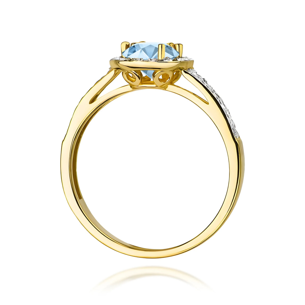 GREMARI 14K (585) Yellow Gold engagement ring with Round 0.50 ct Central and 0.20 ct Sideline Lab-grown Diamonds