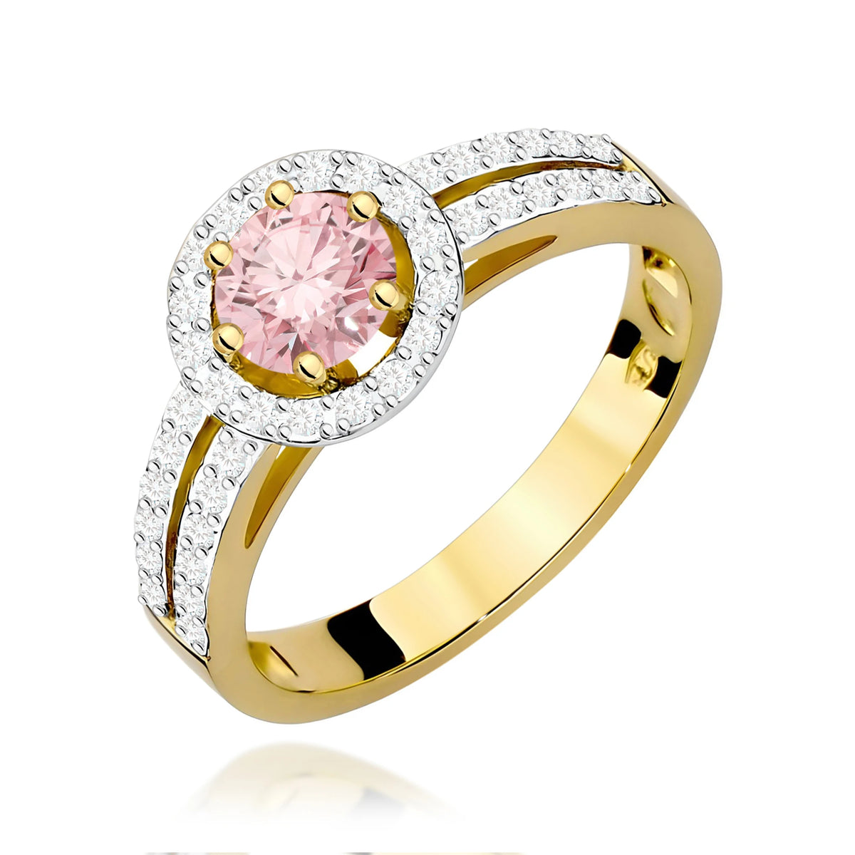GREMARI Yellow Gold engagement ring with Round 0.50 ct Central and 0.20 ct Sideline Lab-grown Diamonds