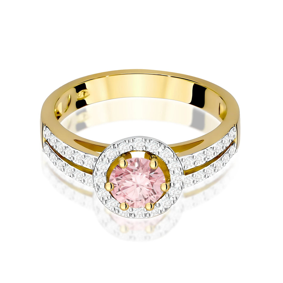 Yellow Gold engagement ring with Round 0.50 ct Central and 0.20 ct Sideline Lab-grown Diamonds by GREMARI, 14K (585) gold