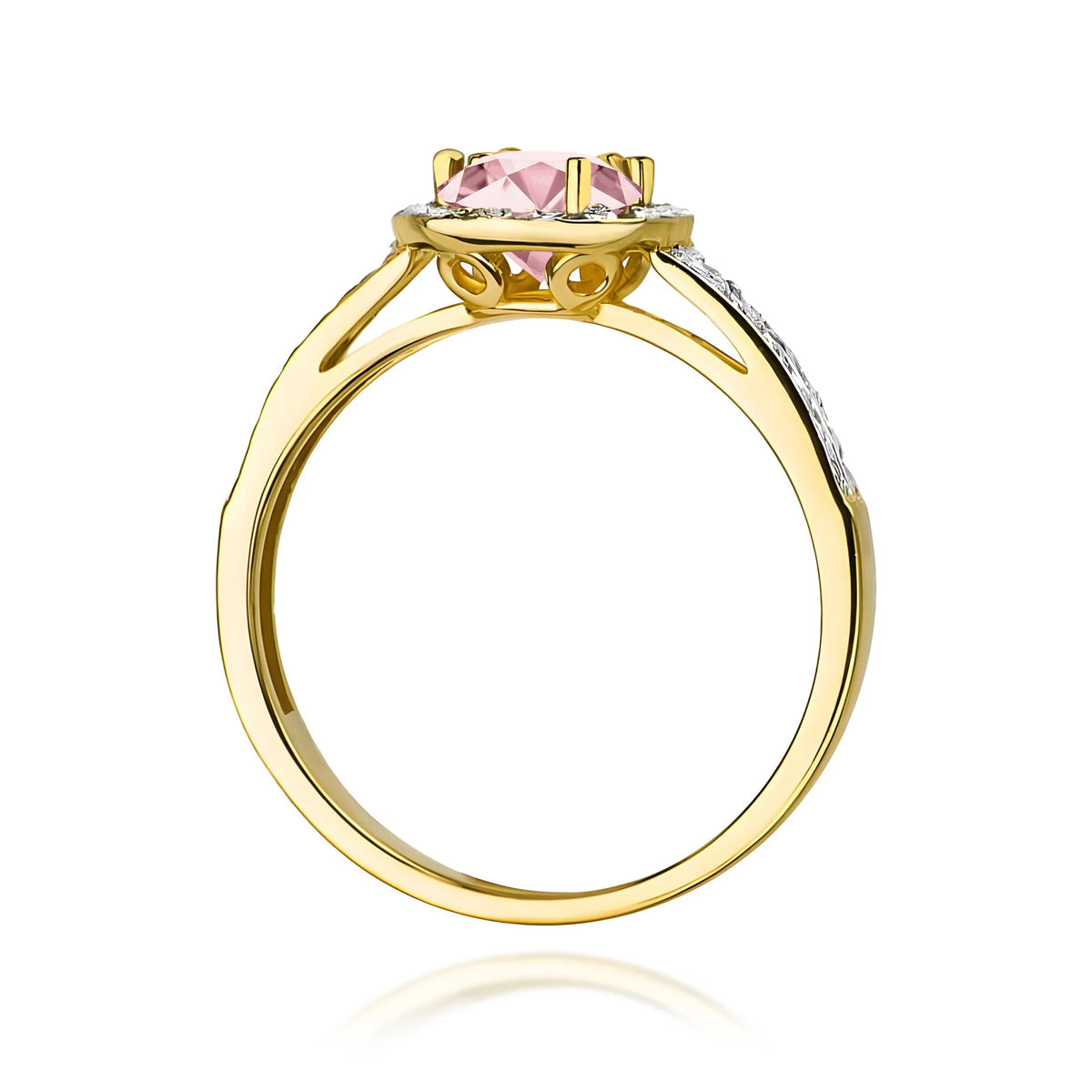 GREMARI 14K (585) Yellow Gold engagement ring with Round 0.50 ct Central and 0.20 ct Sideline Lab-grown Diamonds