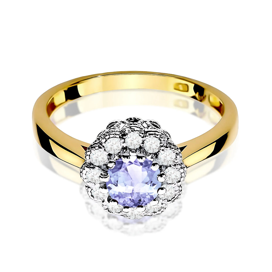 Zlatý prsteň s 0,50 ct tanzanitom a 0,174 ct diamantmi