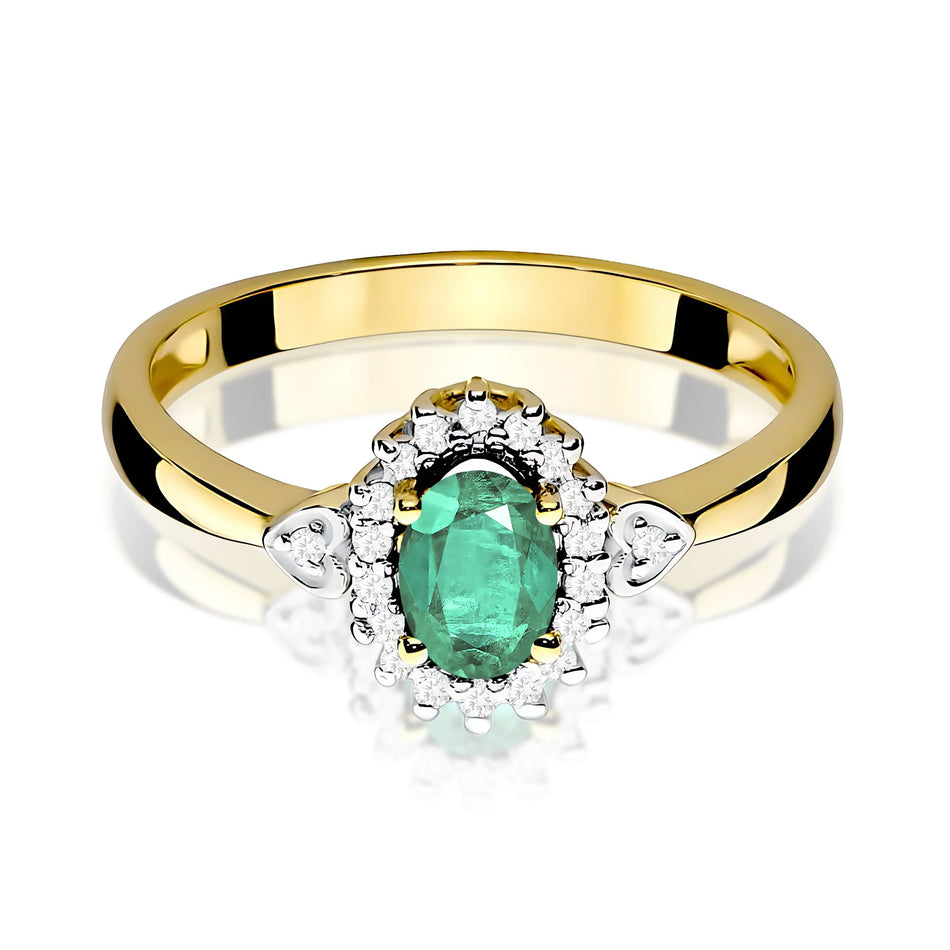 Gold Ring with 0.40ct Emerald and 0.10ct Diamonds