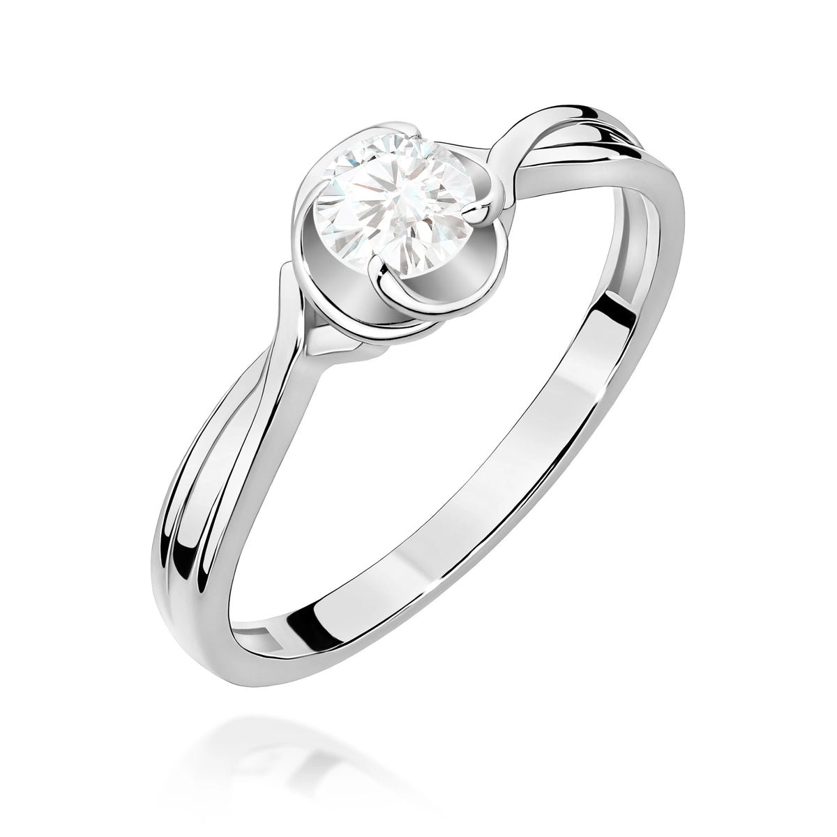 Prsteň z bieleho zlata s lab-grown diamantom Round/Brilliant s hmotnosťou 0,30 ct
