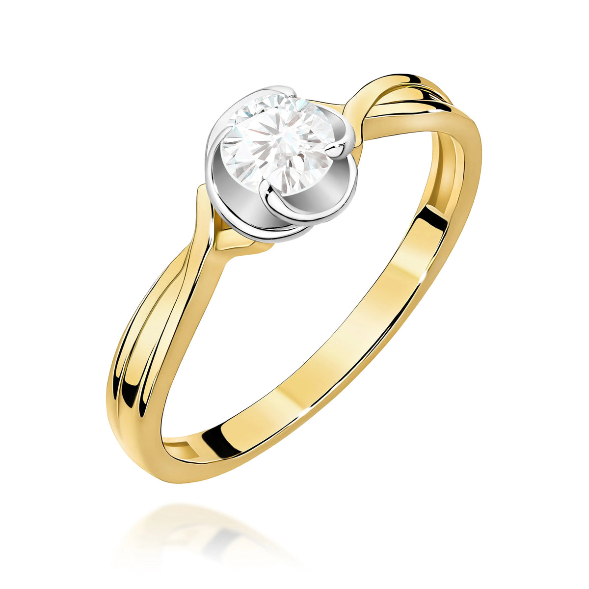 Prsteň zo žltého zlata s lab-grown diamantom Round/Brilliant s hmotnosťou 0,30 ct