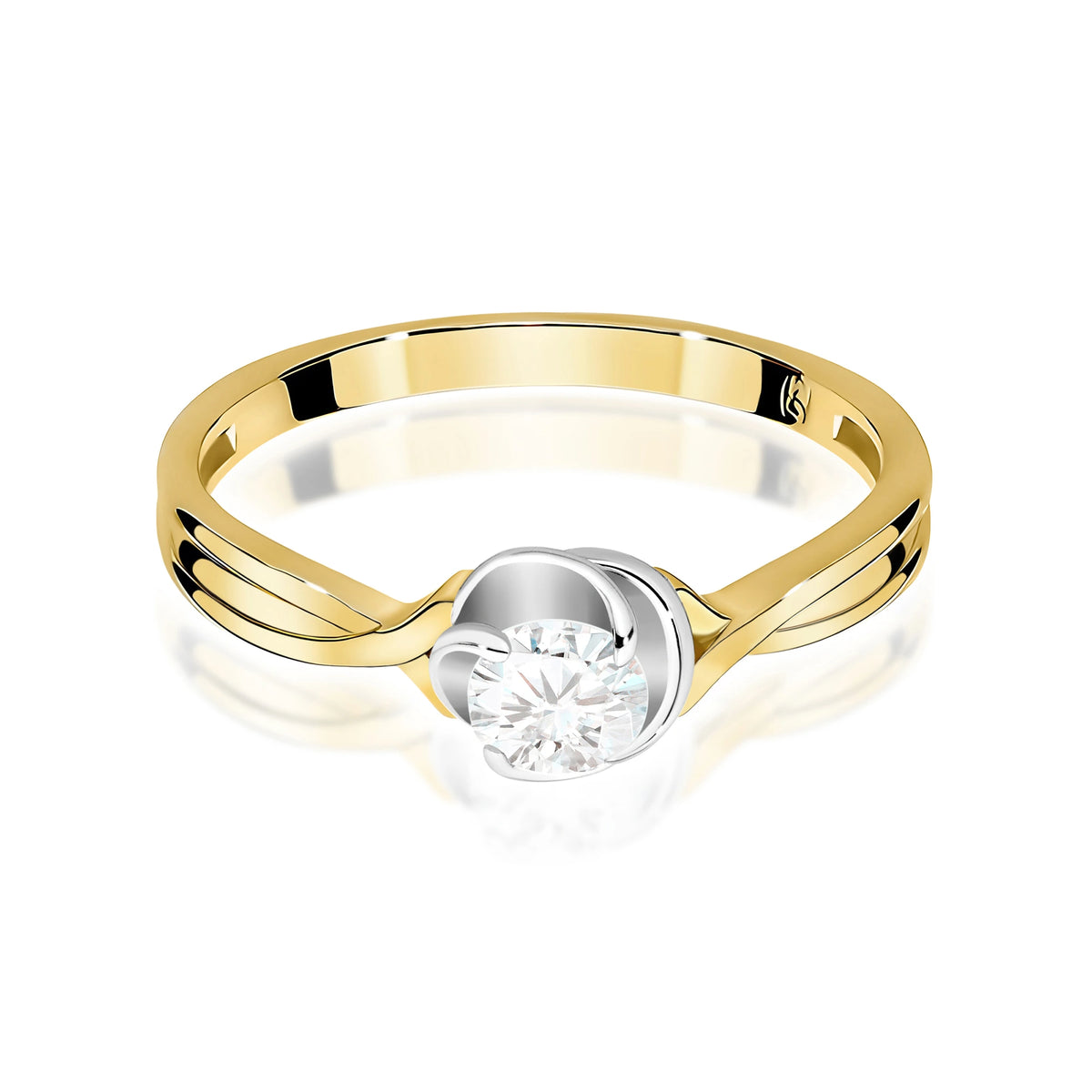 Prsteň zo žltého zlata s lab-grown diamantom Round/Brilliant s hmotnosťou 0,30 ct