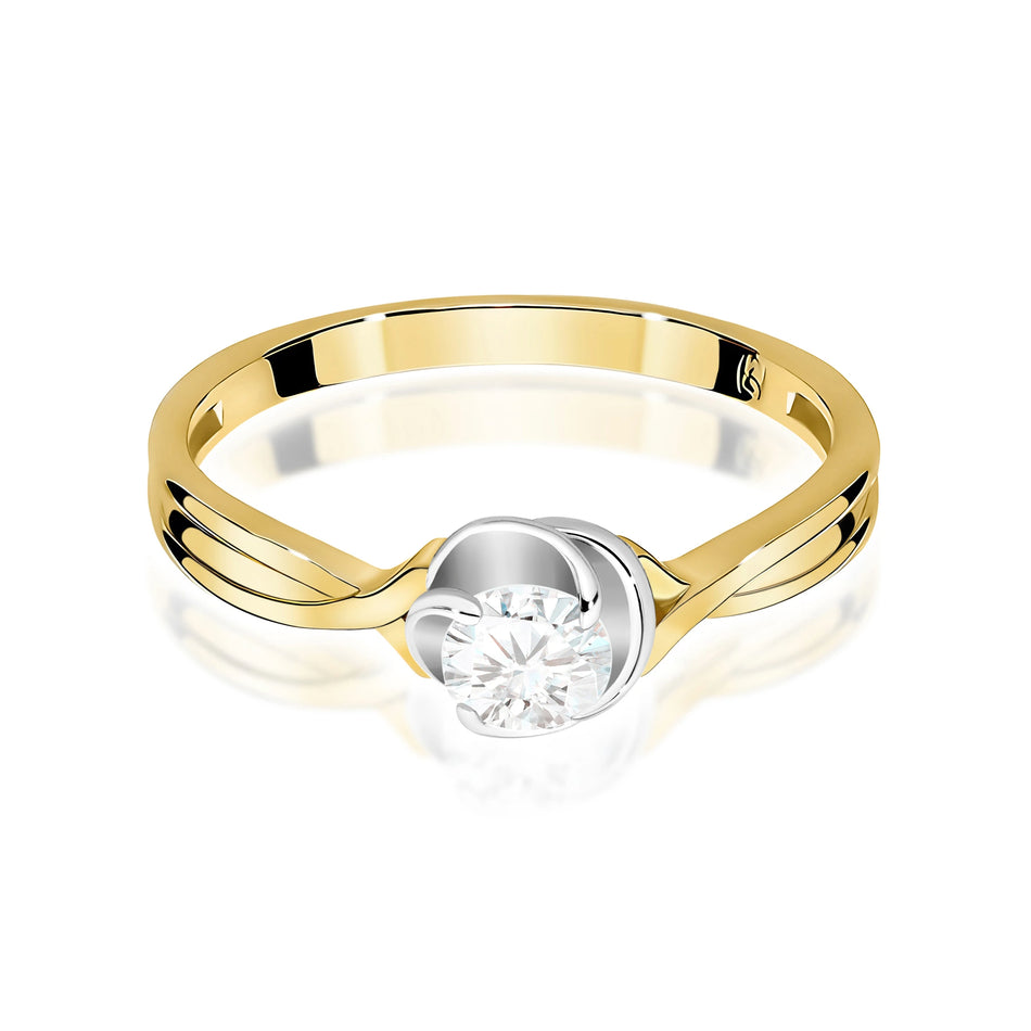 Prsteň zo žltého zlata s lab-grown diamantom Round/Brilliant s hmotnosťou 0,30 ct