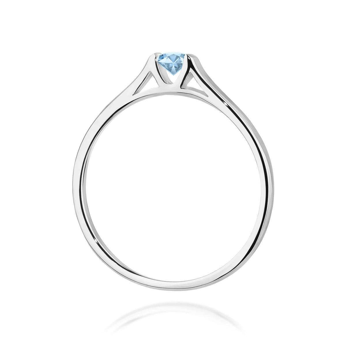 Prsteň z bieleho zlata s modrým lab-grown diamantom Round/Brilliant s hmotnosťou 0,15 ct