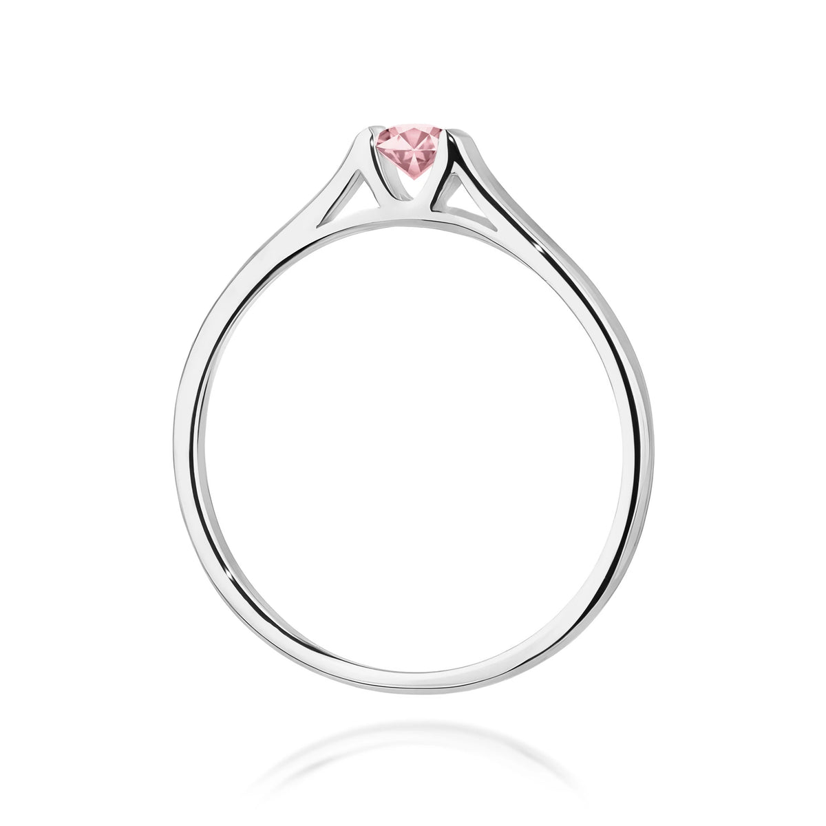 Prsteň z bieleho zlata s ružovým lab-grown diamantom Round/Brilliant s hmotnosťou 0,15 ct