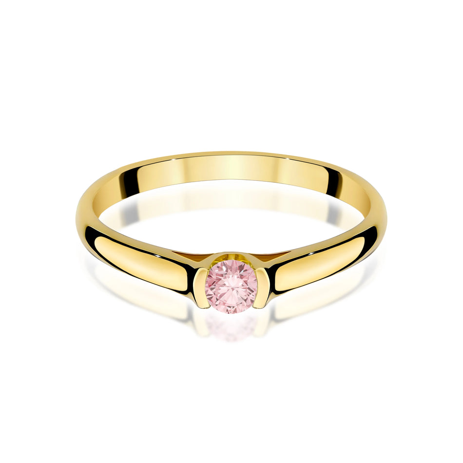 Yellow Gold Ring with Round 0,15ct Lab-grown Diamond