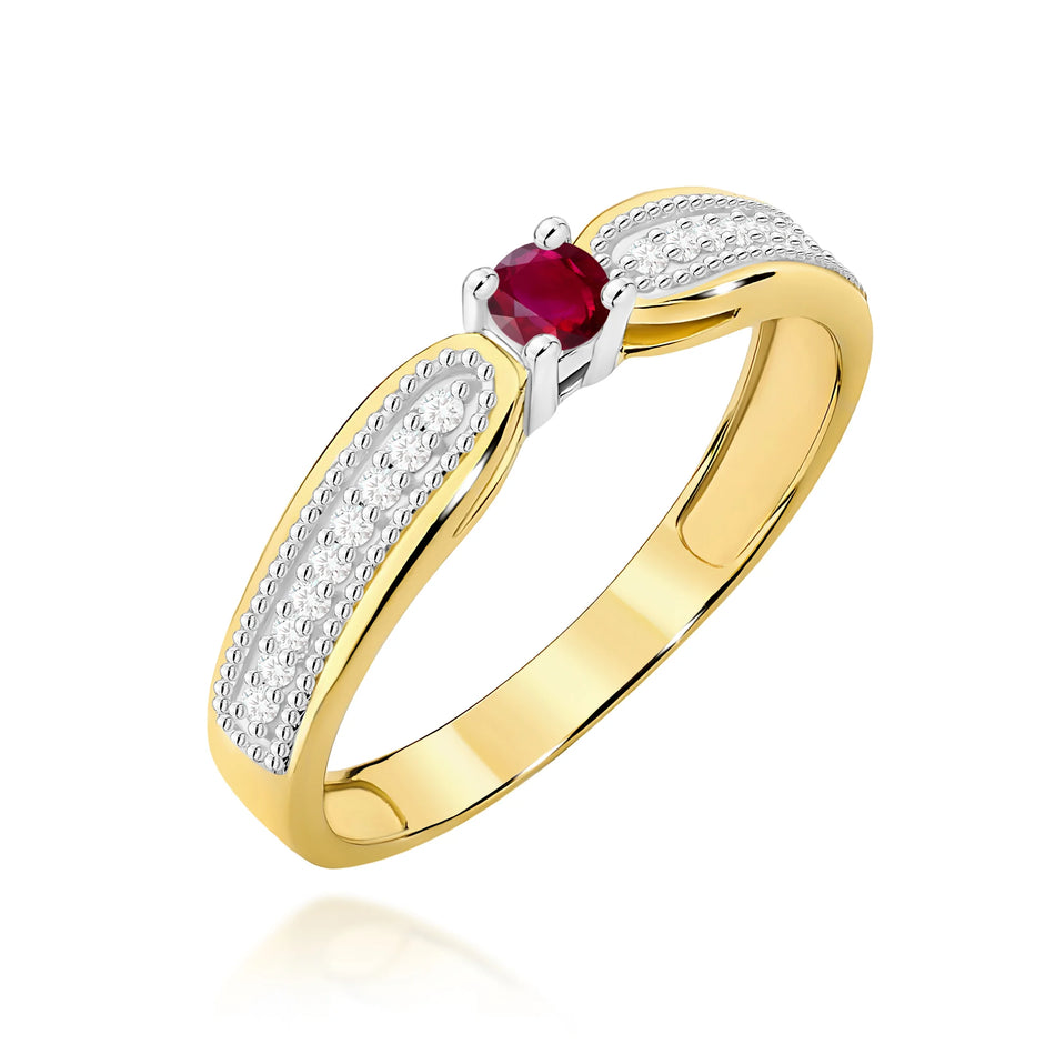 Zlatý prsteň s 0,15 ct rubínom a 0,09 ct diamantmi