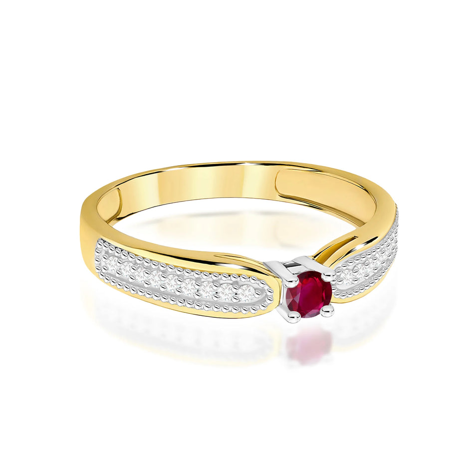 Zlatý prsteň s 0,15 ct rubínom a 0,09 ct diamantmi