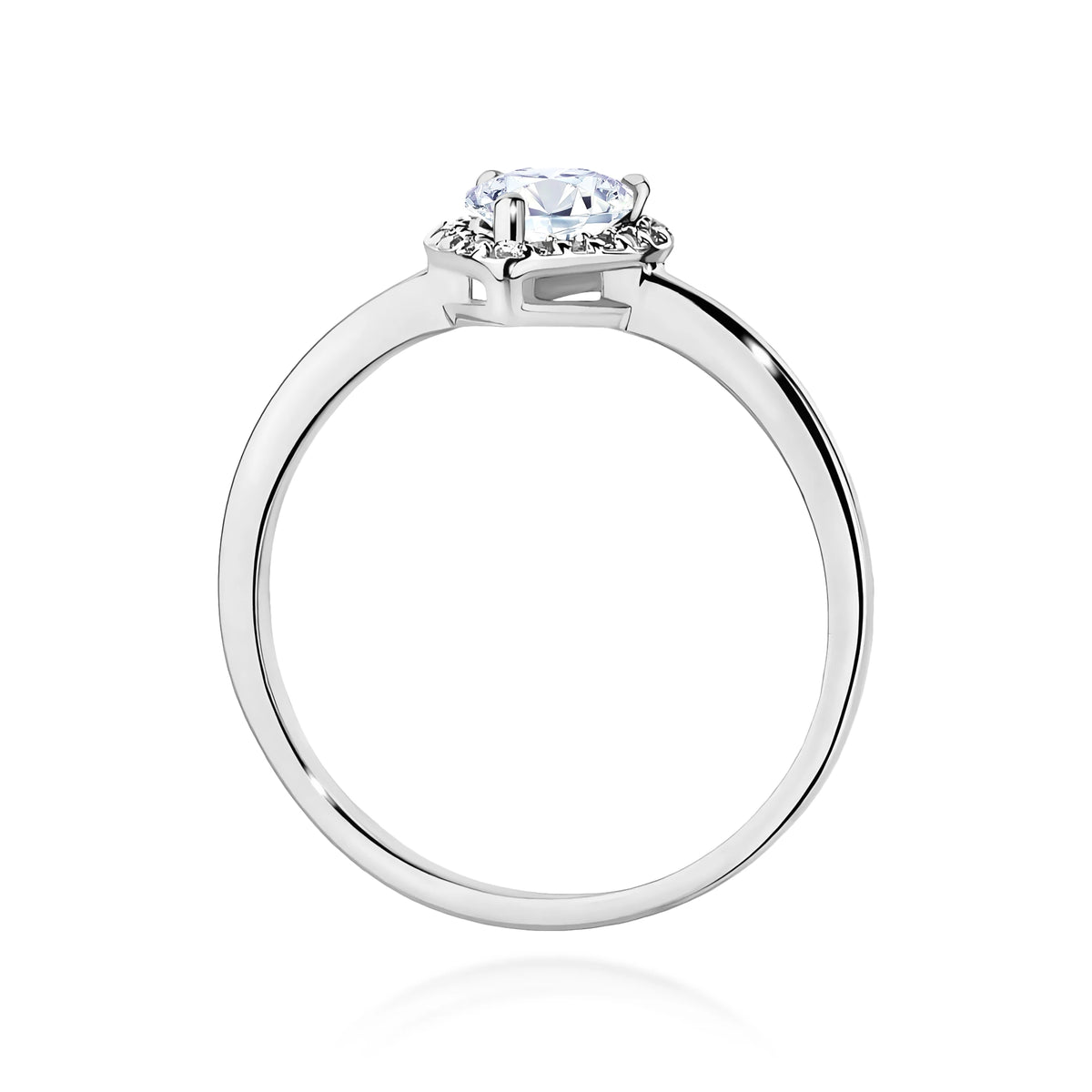 Prsteň z bieleho zlata – lab-grown diamant Pear s hmotnosťou 0,65 ct, doplnený 20 × 0,005 ct lab-grown diamantmi
