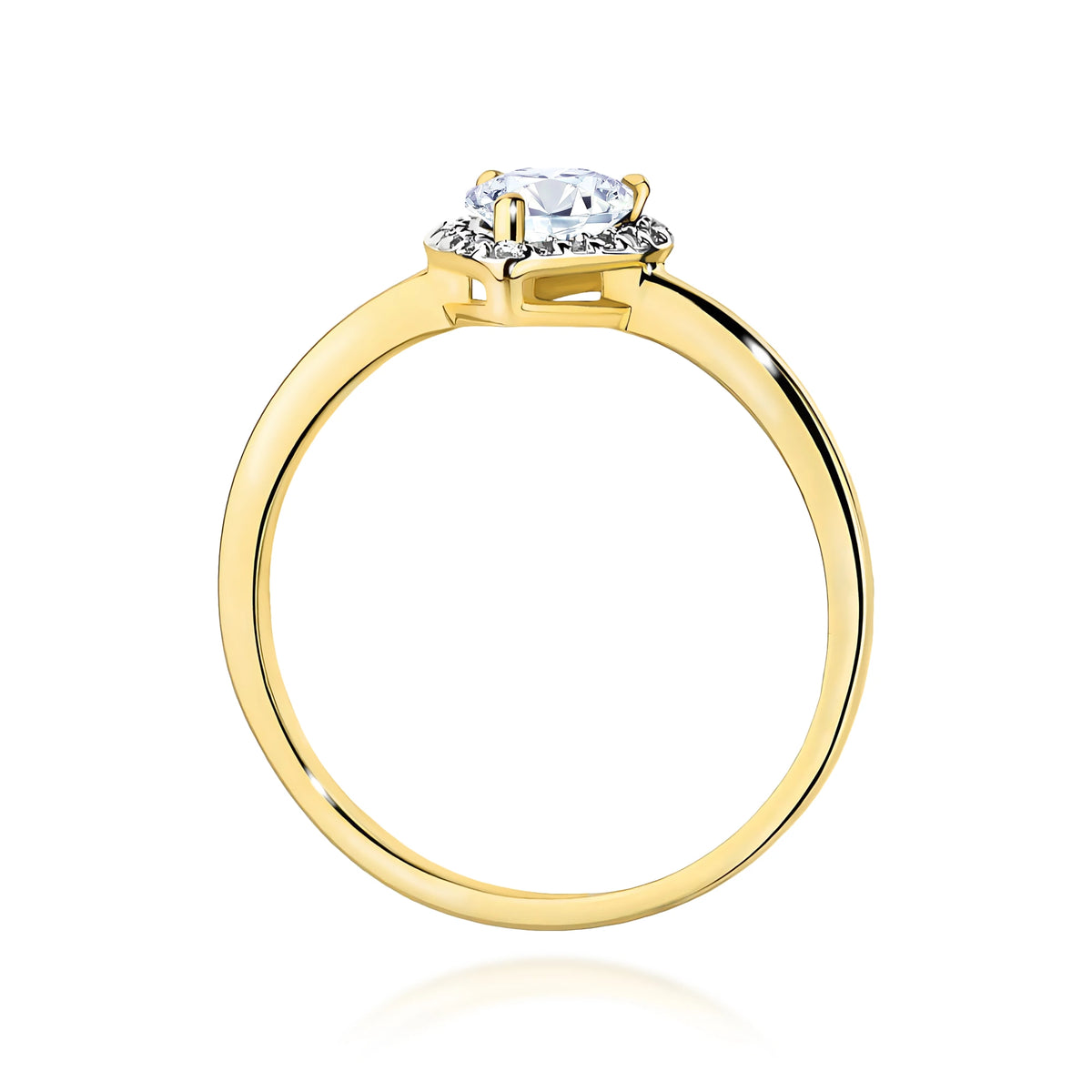 Prsteň zo žltého zlata – lab-grown diamant Pear s hmotnosťou 0,65 ct, doplnený 20 × 0,005 ct lab-grown diamantmi