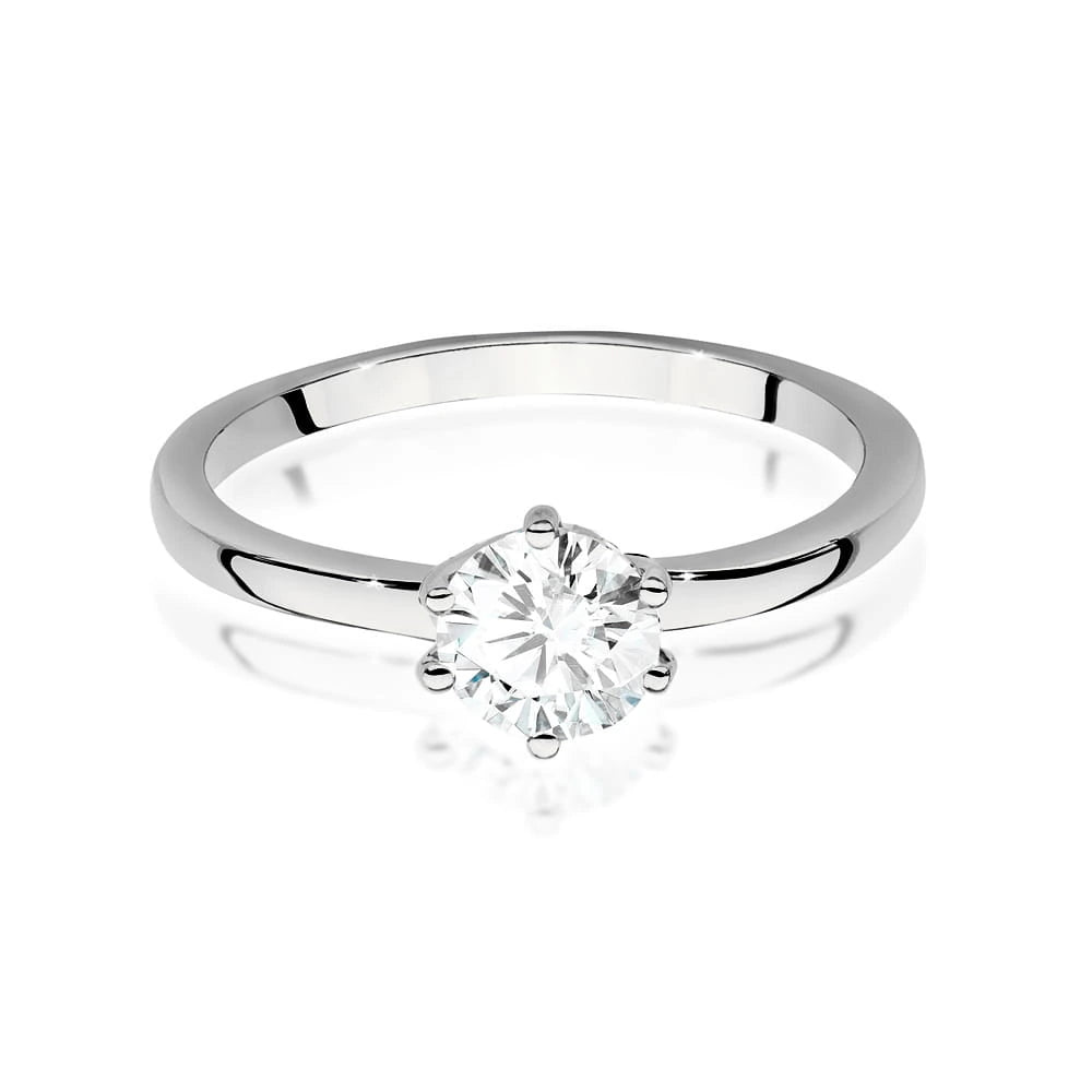 Prsteň z bieleho zlata – lab-grown diamant Round/Brilliant s hmotnosťou 0,70 ct