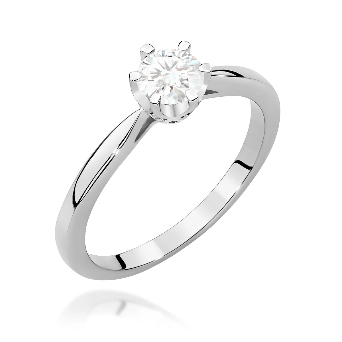Prsteň z bieleho zlata – lab-grown diamant Round/Brilliant s hmotnosťou 0,40 ct, doplnený 6 × 0,01 ct lab-grown diamantmi