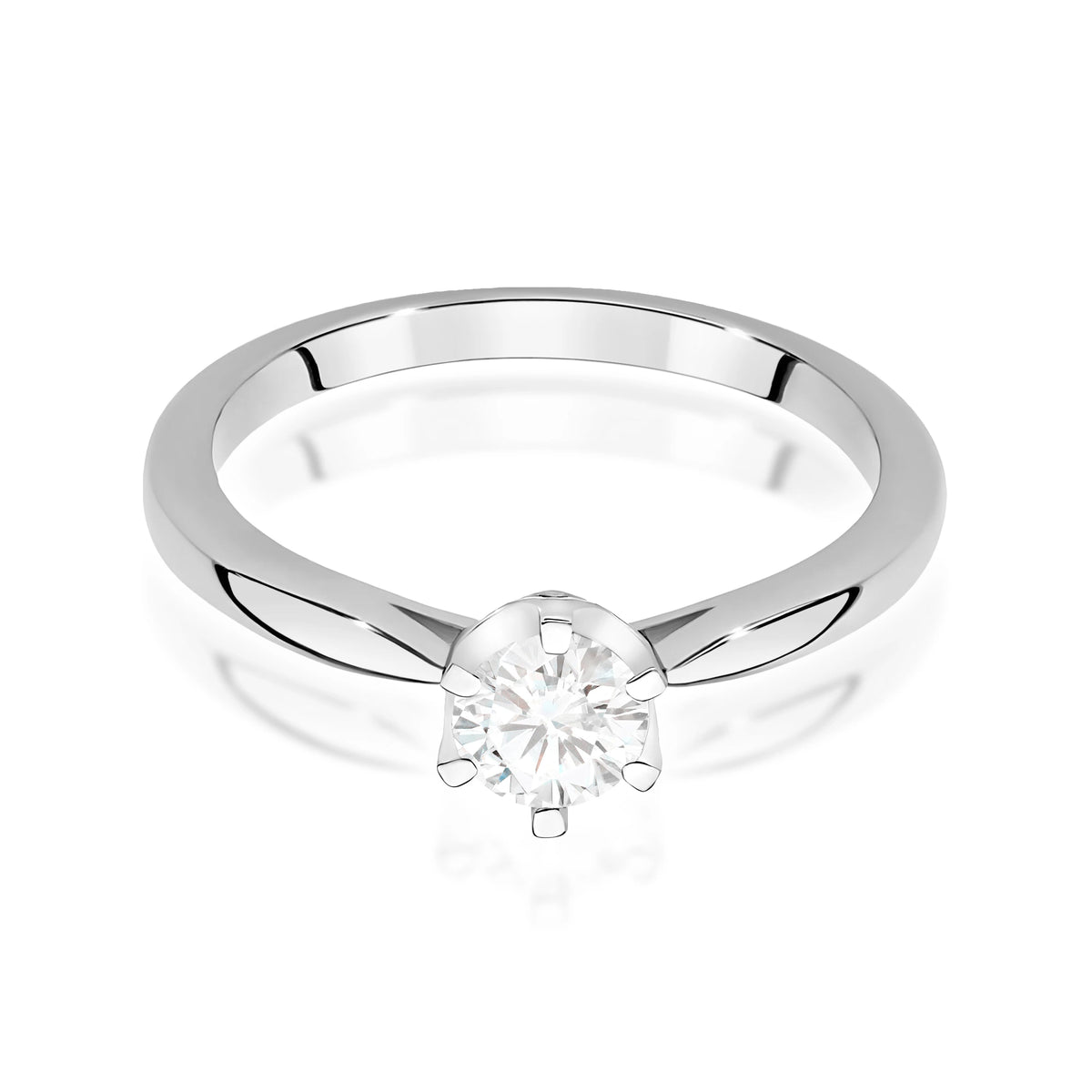 Prsteň z bieleho zlata – lab-grown diamant Round/Brilliant s hmotnosťou 0,40 ct, doplnený 6 × 0,01 ct lab-grown diamantmi