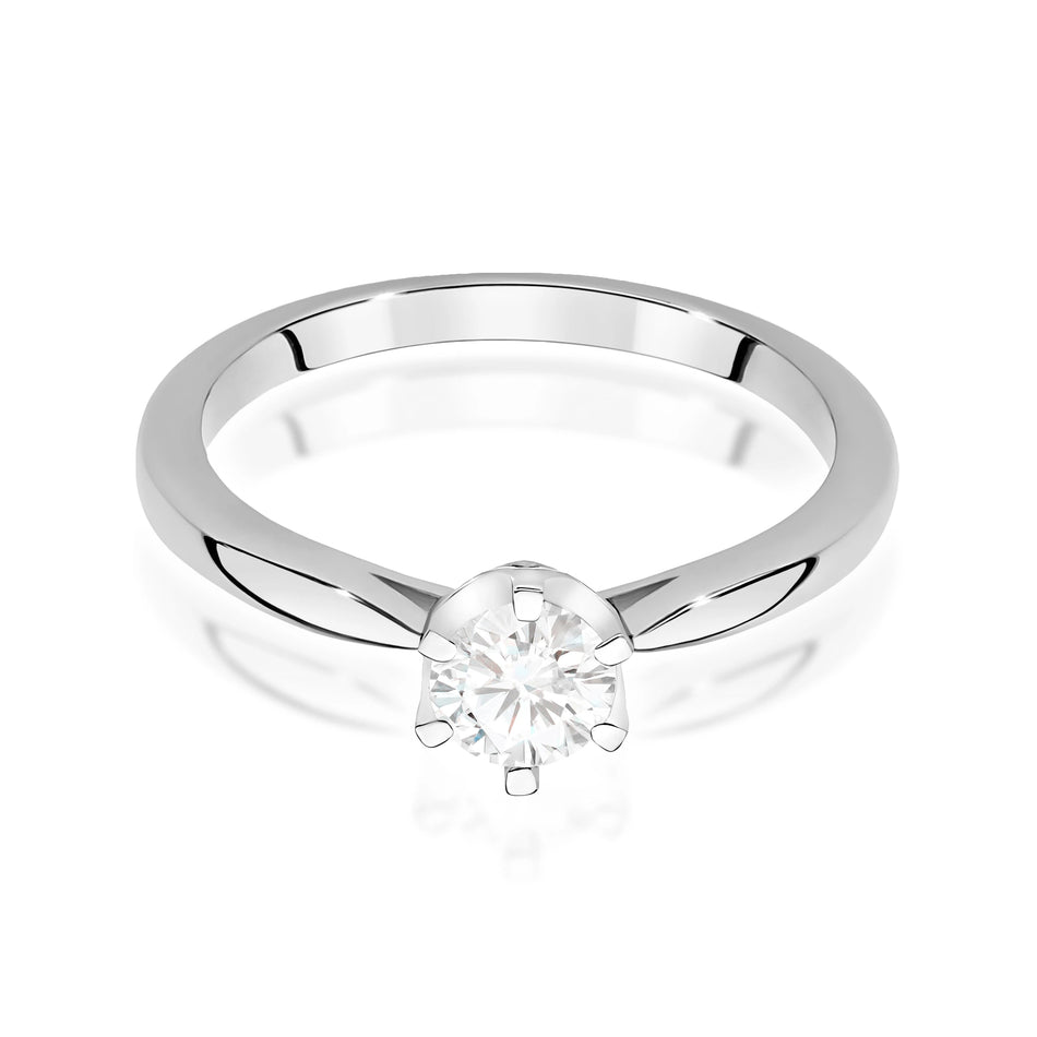 Prsteň z bieleho zlata – lab-grown diamant Round/Brilliant s hmotnosťou 0,40 ct, doplnený 6 × 0,01 ct lab-grown diamantmi