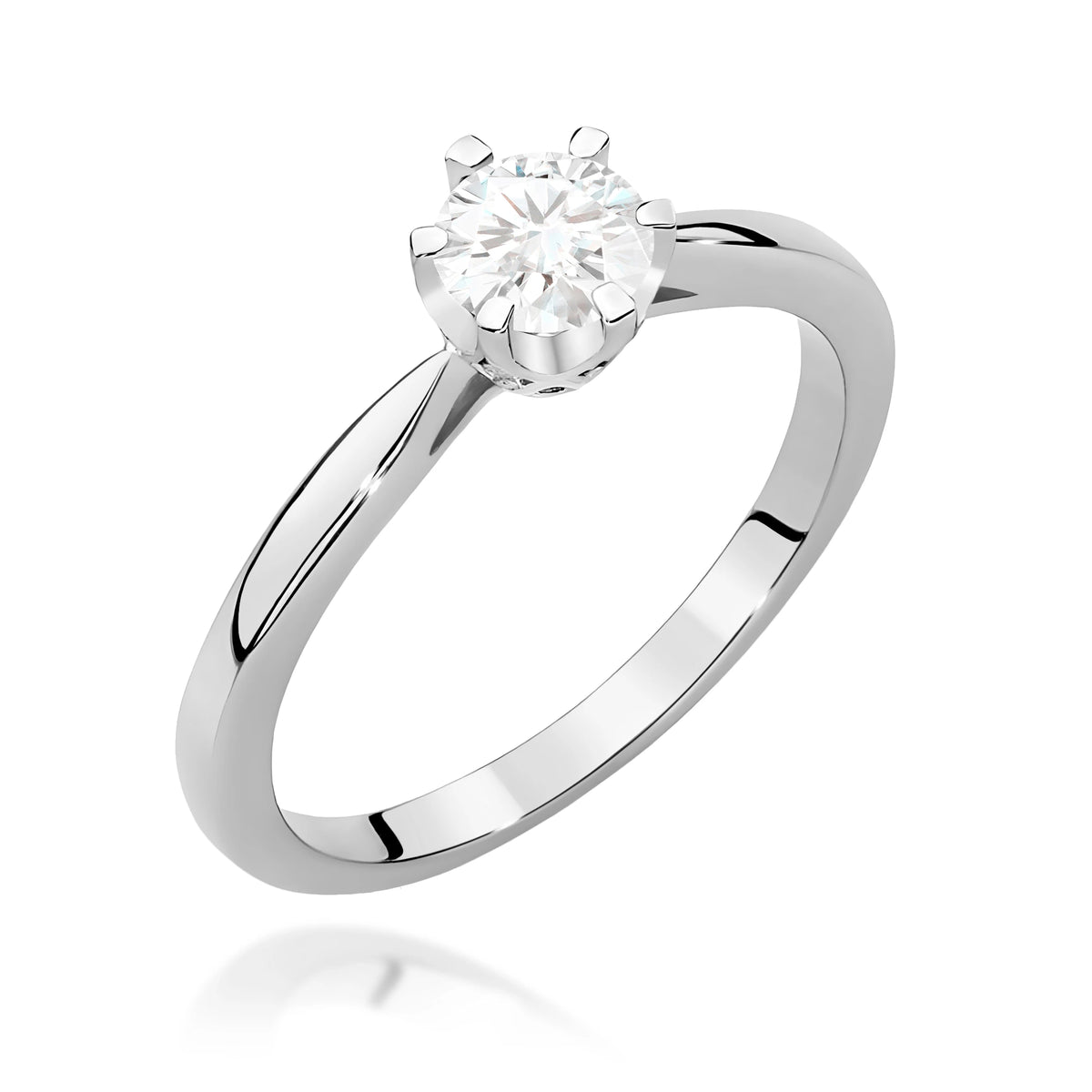 Prsteň z bieleho zlata – lab-grown diamant Round/Brilliant s hmotnosťou 0,50 ct, doplnený 6 × 0,01 ct lab-grown diamantmi