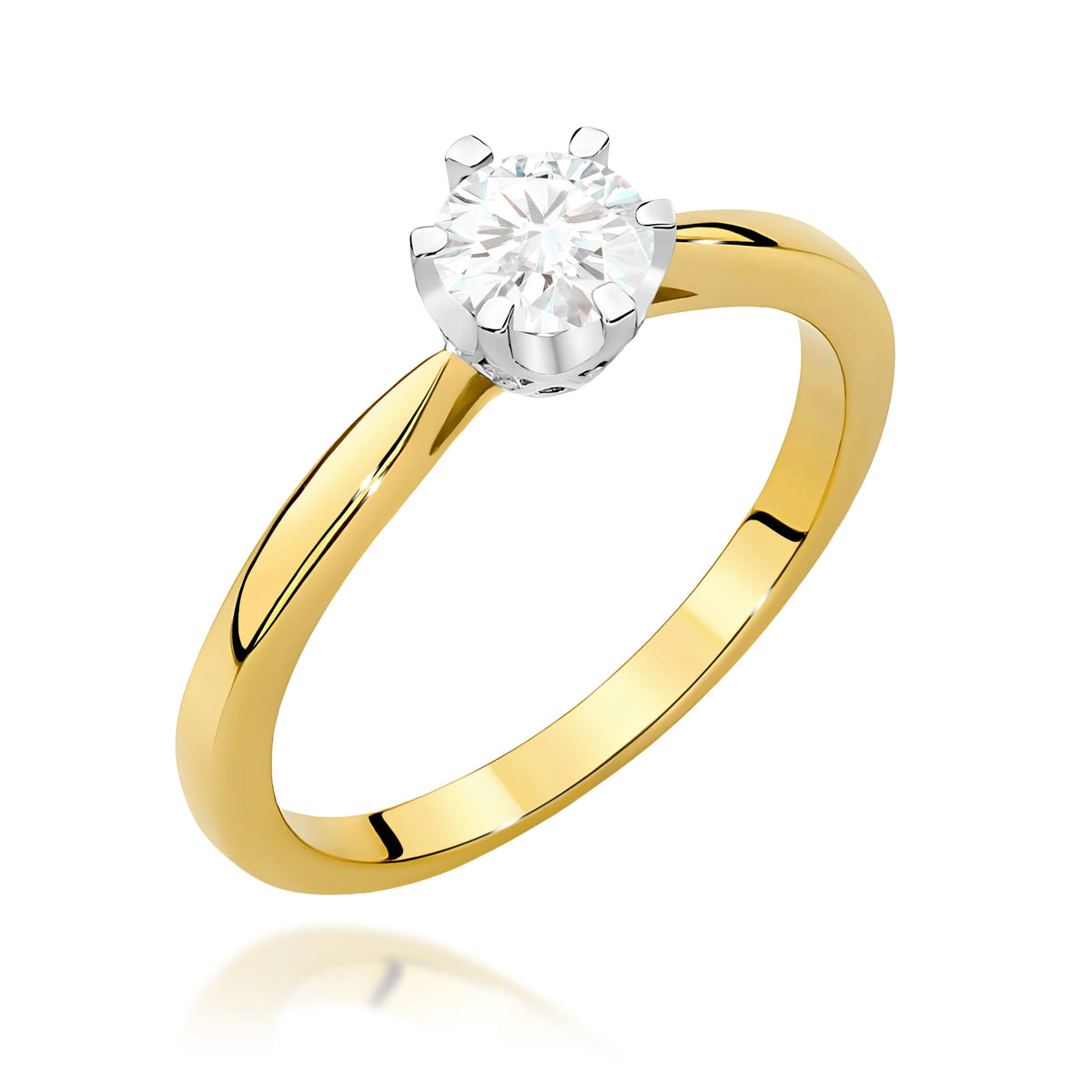 Prsteň zo žltého zlata – lab-grown diamant Round/Brilliant s hmotnosťou 0,50 ct, doplnený 6 × 0,01 ct lab-grown diamantmi