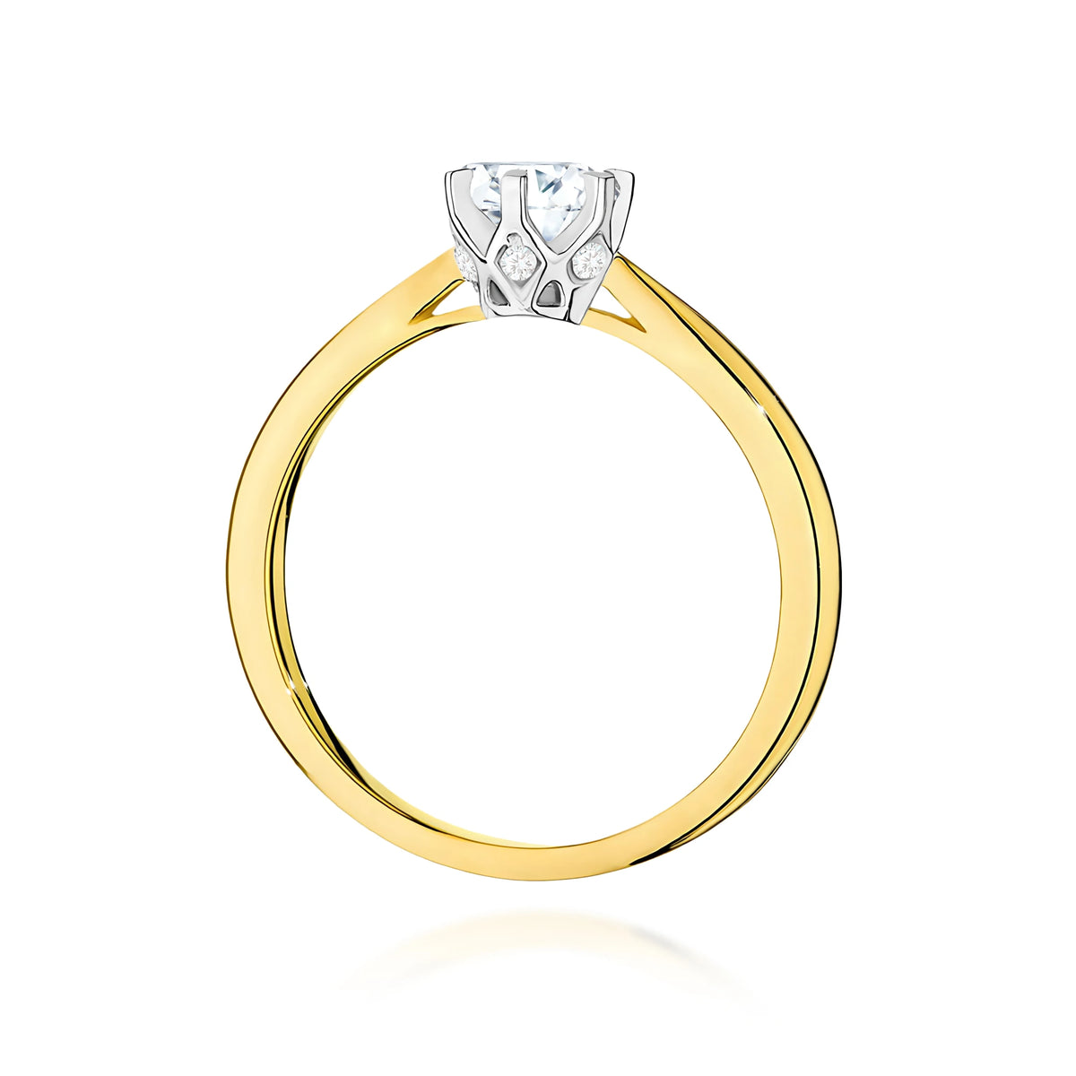 Prsteň zo žltého zlata – lab-grown diamant Round/Brilliant s hmotnosťou 0,50 ct, doplnený 6 × 0,01 ct lab-grown diamantmi