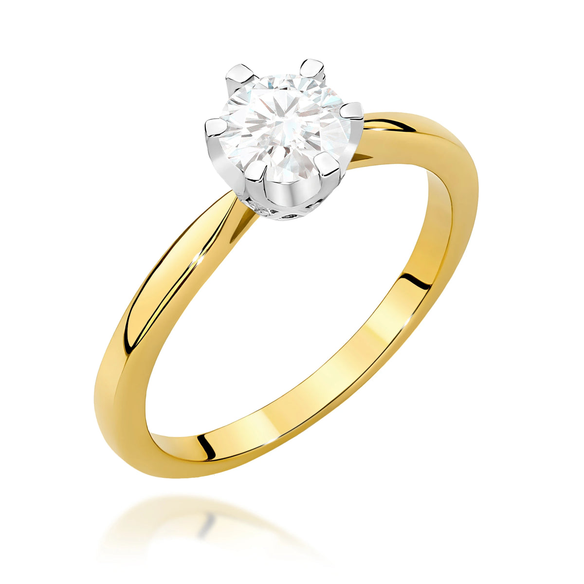 Prsteň zo žltého zlata – lab-grown diamant Round/Brilliant s hmotnosťou 0,70 ct, doplnený 6 × 0,01 ct lab-grown diamantmi