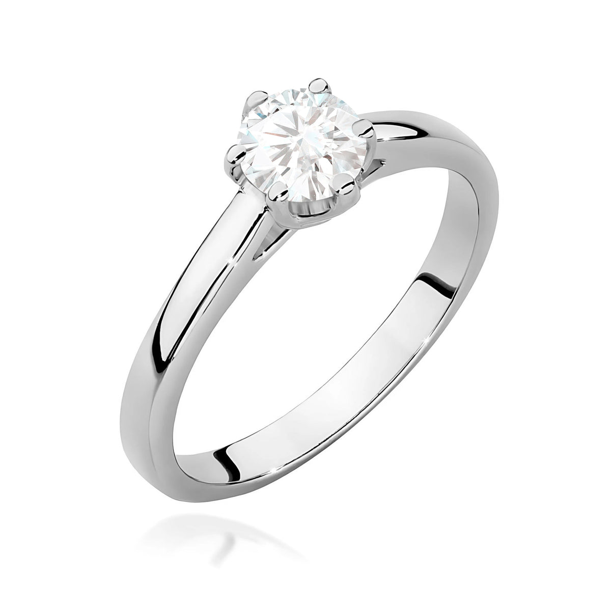 Prsteň z bieleho zlata s lab-grown diamantom 0,50 ct Round/Brilliant