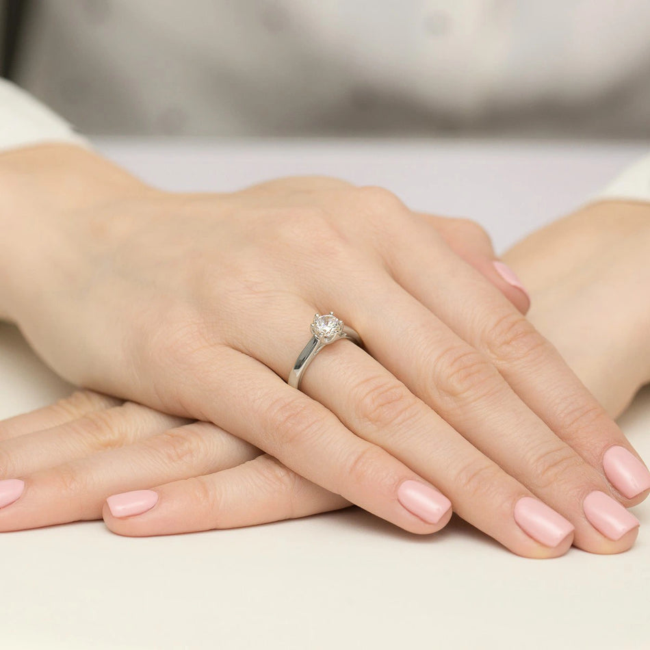 Prsteň z bieleho zlata s lab-grown diamantom 0,70 ct Round/Brilliant