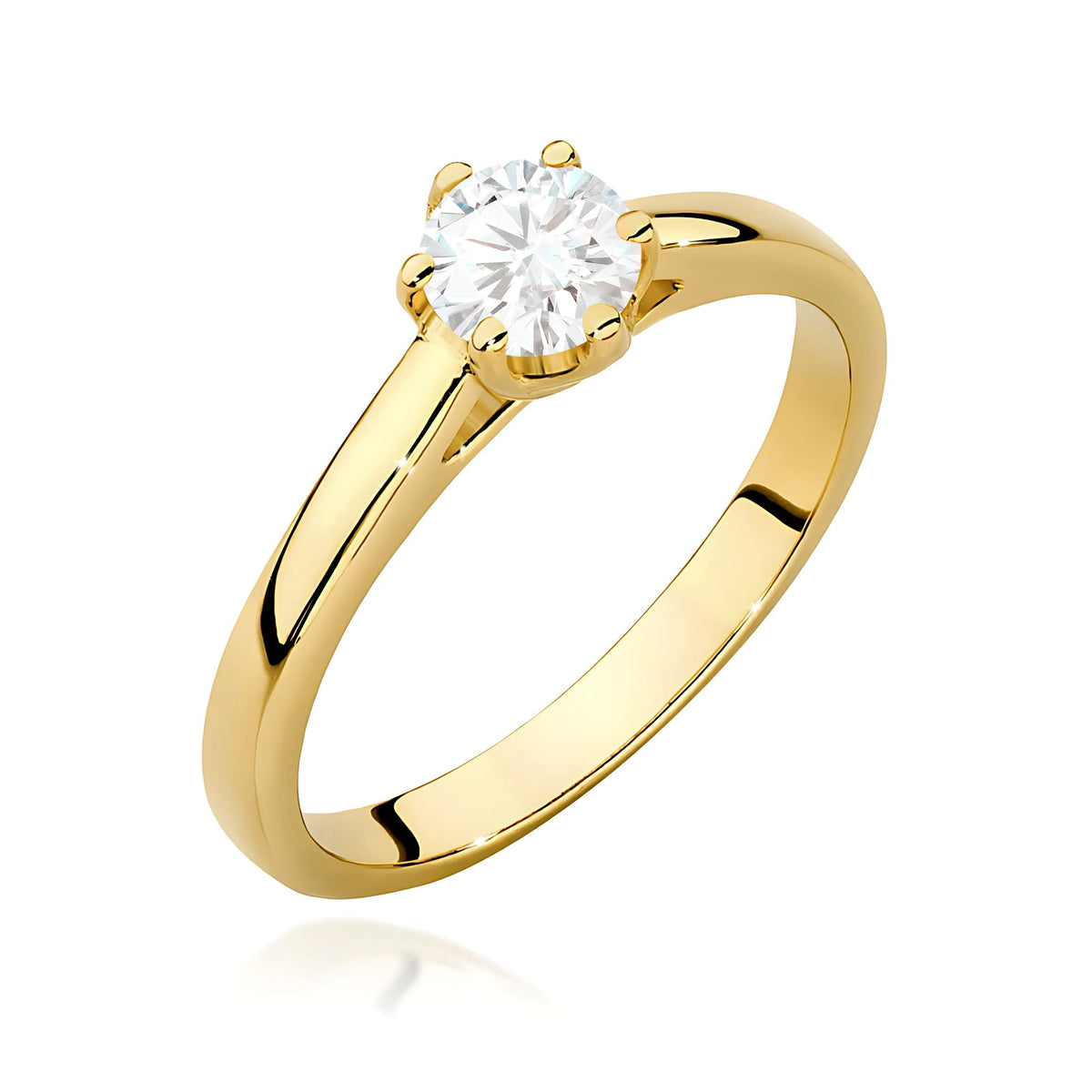 Prsteň zo žltého zlata s lab-grown diamantom 0,40 ct Round/Brilliant